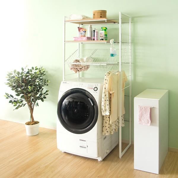 宮武製作所 洗濯機ラック カゴ付き ランドリーラック おしゃれ 北欧