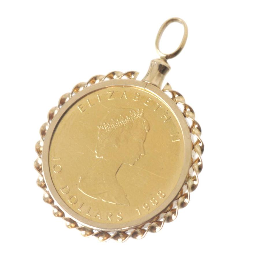 メイプルリーフ金貨 1/4oz 1988 K18枠 ペンダントトップ K24 純金