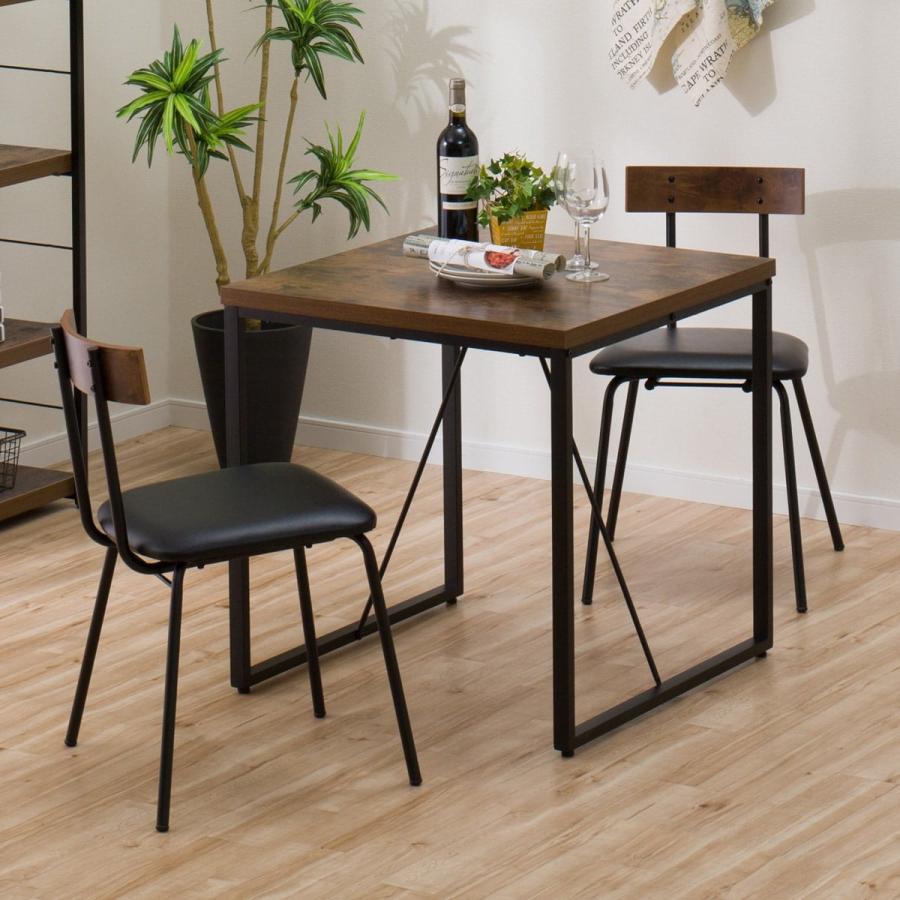 ニトリ（NITORI） 幅70 ダイニングテーブル3点セット(DTステイン70MBR