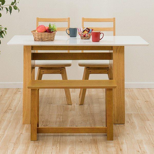 ニトリ（NITORI） 幅94(伸長時120) 伸長式ダイニングテーブル4点セット