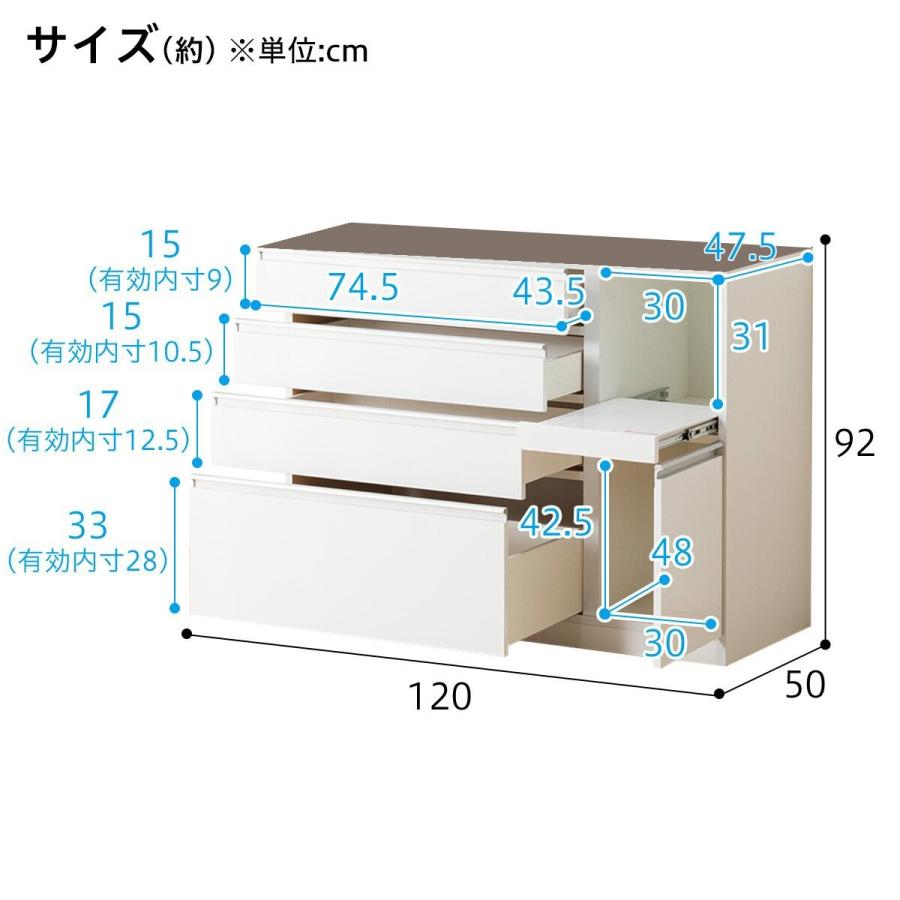 ニトリ（NITORI） 幅120cm キッチンボード( レジューム120-2AG-S WH