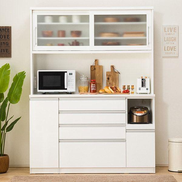 ニトリ（NITORI） 幅150cm 食器棚(レジューム 150TG-S WH/150QH-R WH