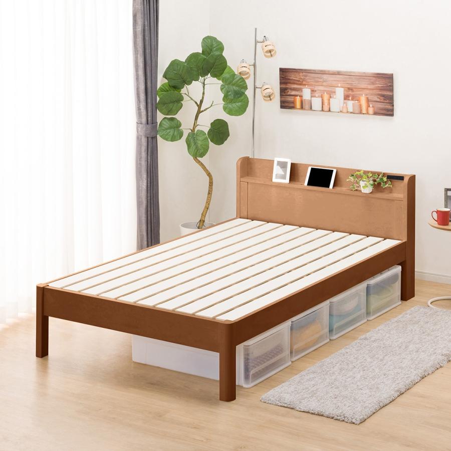 ニトリ（NITORI） ベッド セミダブル 頑丈こぼれ止め棚付きベッド