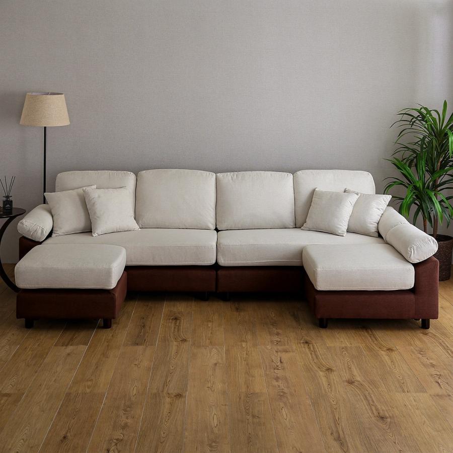 ニトリ（NITORI） ソファー ソファ 布張りツートン6人掛けコーナー