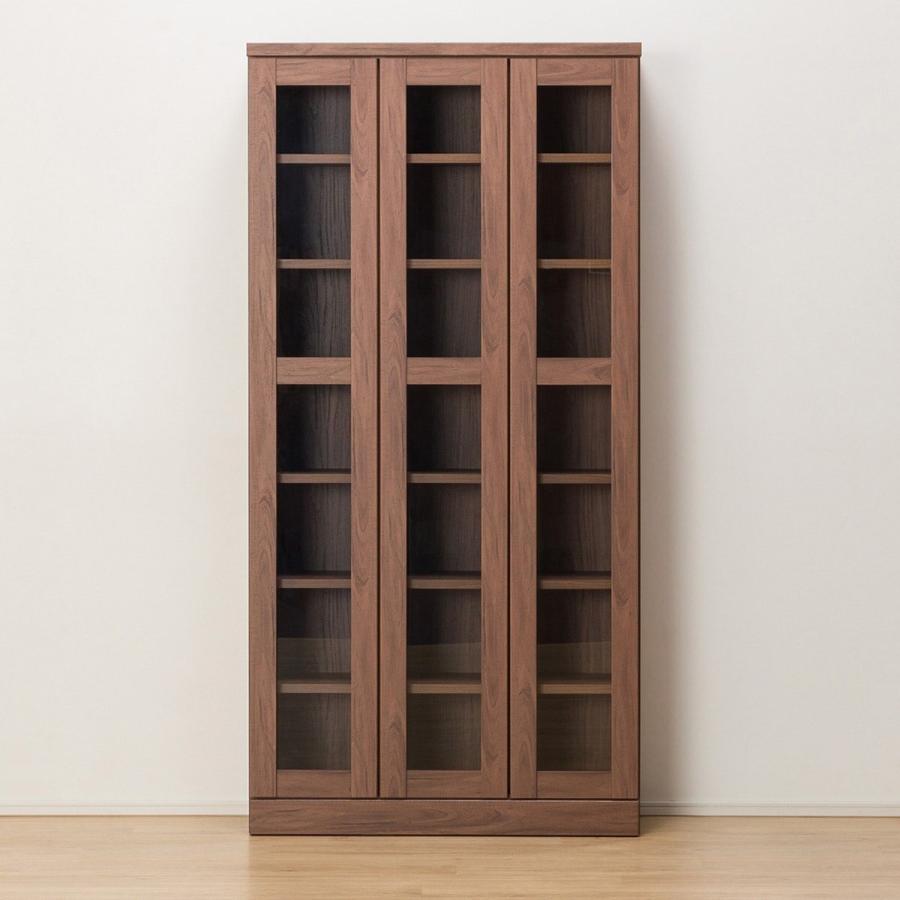 ニトリ（NITORI） ガラス扉 本棚(カット I 90 MBR) 書棚 ラック