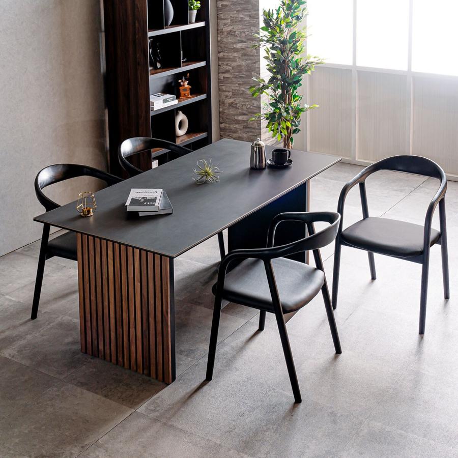 ニトリ（NITORI） 格子脚セラミックダイニング5点セット (DGY/BK