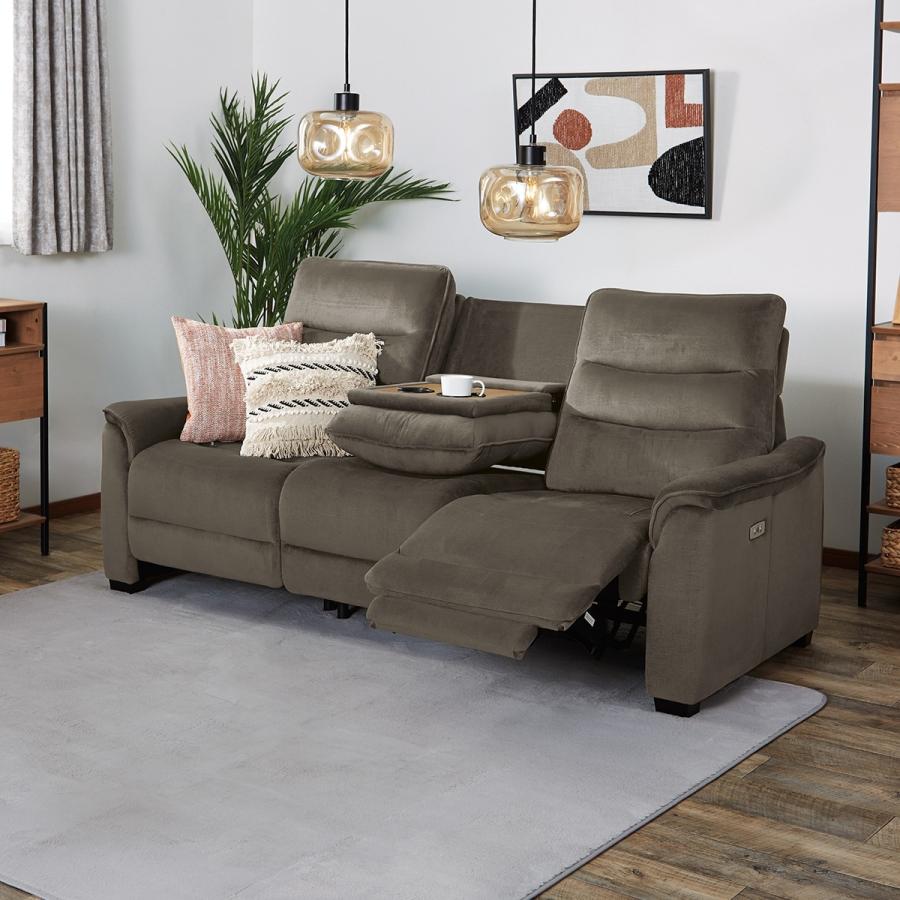 ニトリ（NITORI） 3人掛け電動テーブル付きリクライニングソファ(N