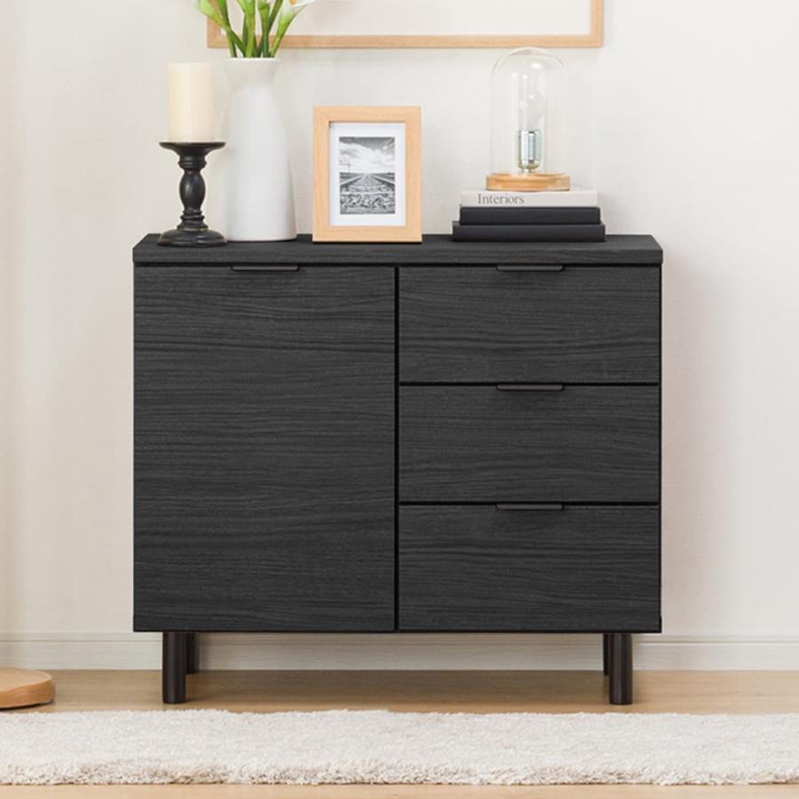 ニトリ（NITORI） サイドボード(エトナ80SBR BK本体) リビング収納