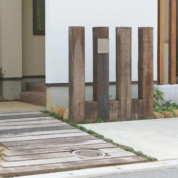 国産 枕木 庭 門柱 外構 花壇 ガーデニング DIY アプローチ