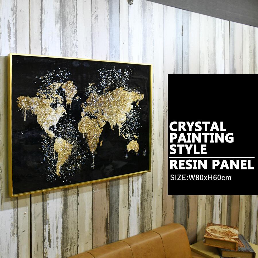 アートパネル 60×80 水晶絵 KH1082 世界地図 壁掛けパネル 絵 玄関