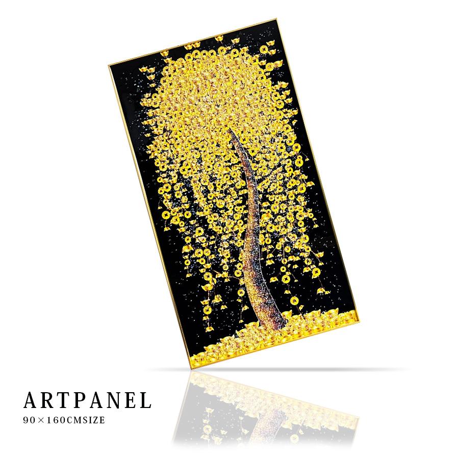 アートパネル 90×160 水晶絵 X105-(3) 風水 金の生る木 金運 壁掛け