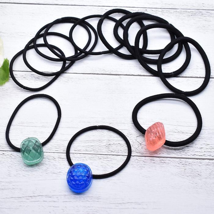 ヘアゴム ブラック 10本セット 黒 ヘアアクセサリー かわいい 手芸