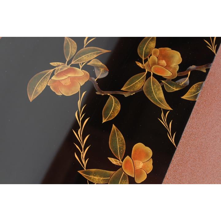 輪島塗 乾漆椿蒔絵蒔絵 座卓 (座敷机) □浜高悦郎 : 西川美術ショップ