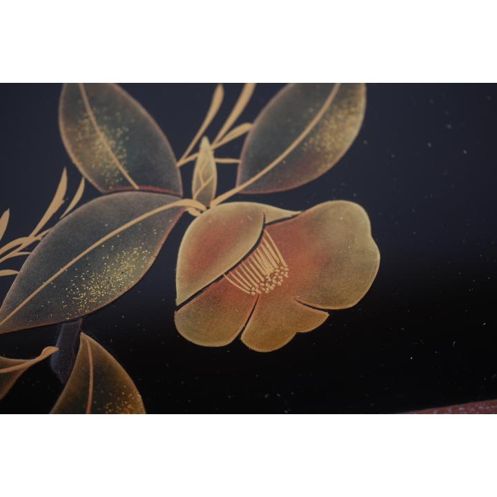 輪島塗 乾漆椿蒔絵蒔絵 座卓 (座敷机) □浜高悦郎 : 西川美術ショップ