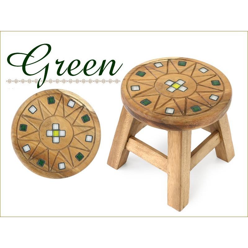スツール 木製 ウッドスツール クリスタルタイル おしゃれ キラキラ