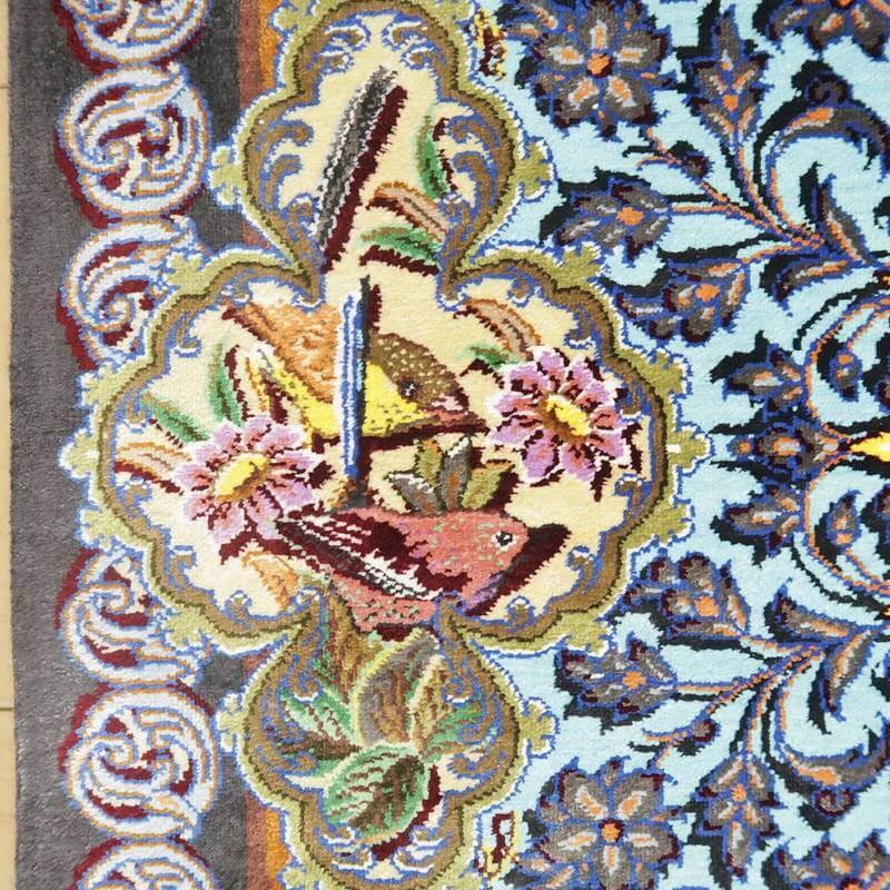 ペルシャ絨毯 イラン じゅうたん・クム産 シルク 100％ 90×59cm 手織り