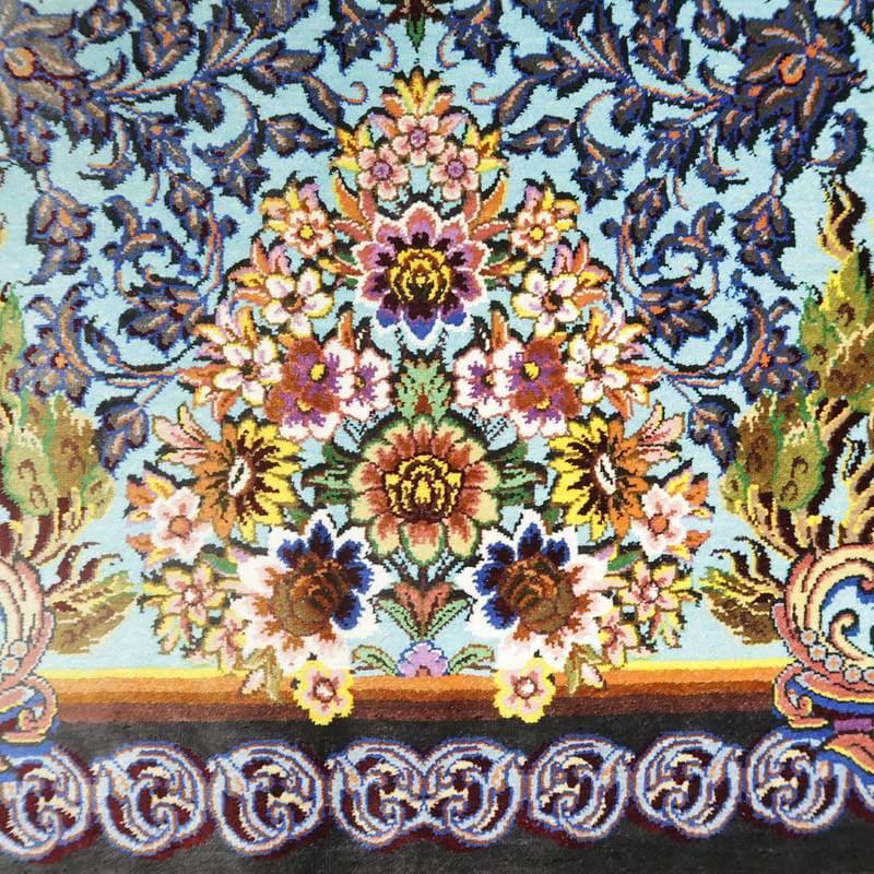 ペルシャ絨毯 イラン じゅうたん・クム産 シルク 100％ 90×59cm 手織り