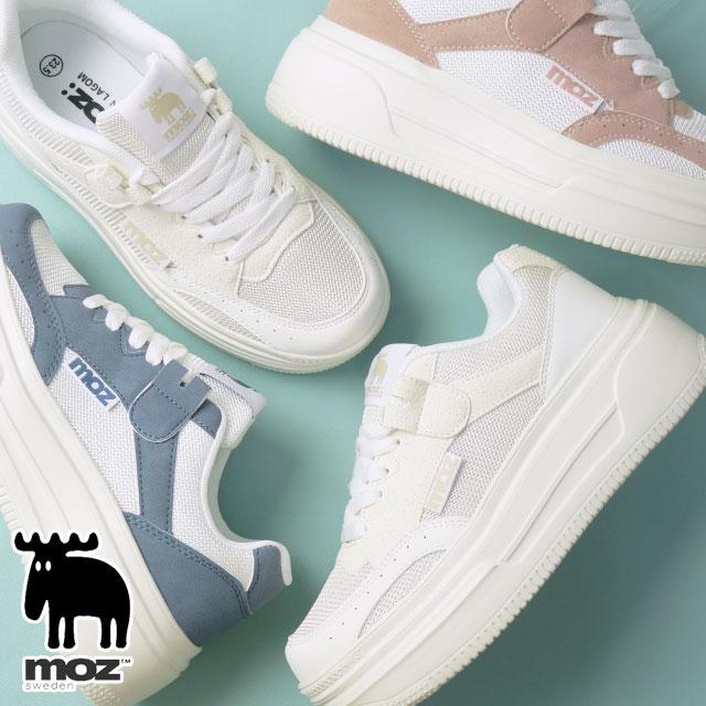 moz（モズ） レディース 厚底 スニーカー 白軽量 ボリュームソール