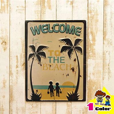 アメリカン レトロ ブリキ看板 welcome ヤシの木 メタルプレート