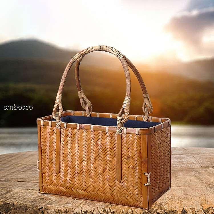 職人手作り 竹編み かごバッグ 匠の技 和風 トートバッグ 真竹 茶道具