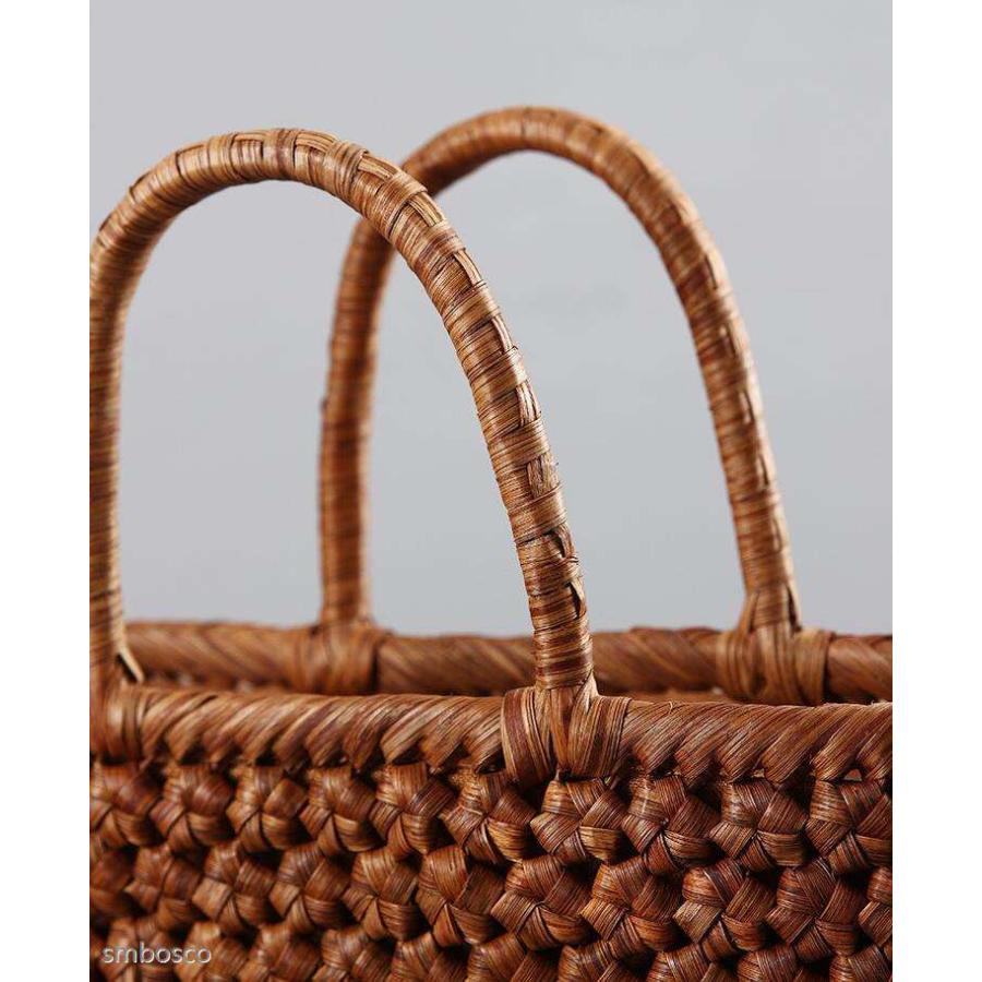 六角花編み 山葡萄かごバッグ 内布付き 山ぶどう 職人手作り 高級 籠