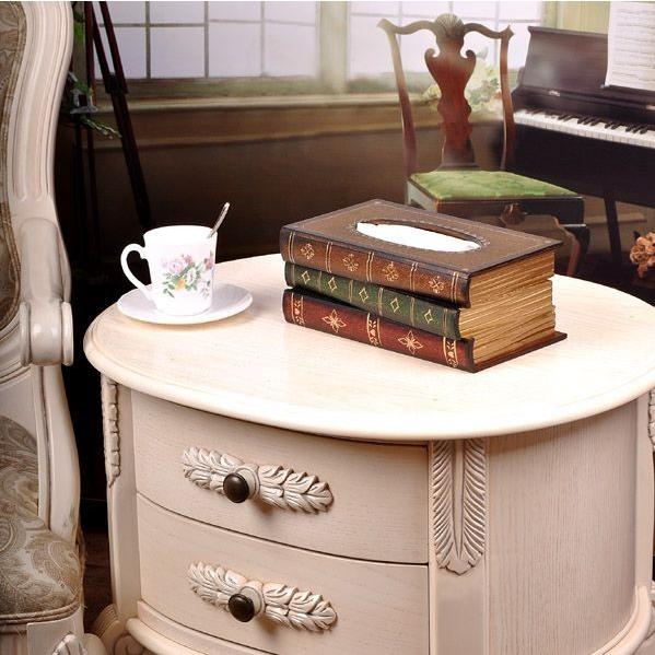 本 みたいな アンティーク ティッシュボックス / 木製 レトロ