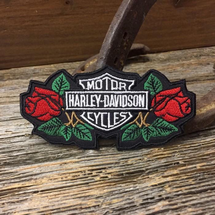 送料無料 ハーレー ロゴ & バラ 刺繍 ワッペン ◇ B＆S Harley HD