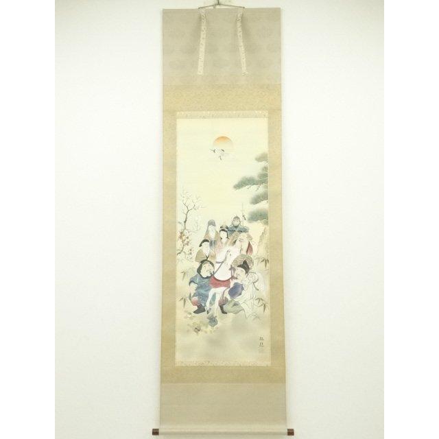 ys7006799; 宗sou 森栖鶴筆 七福神 肉筆絹本掛軸（共箱）【道】 : お