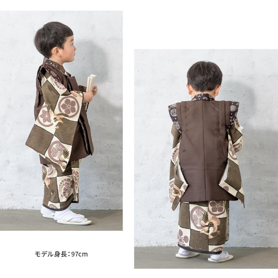 SOUBIEN（創美苑） レンタル 七五三 着物 3歳 男の子 フルセット 茶色