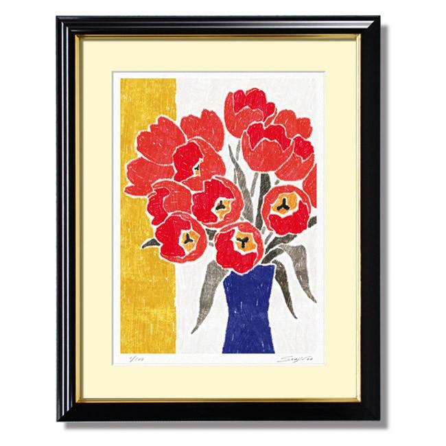 絵画 花 インテリア 壁掛け 版画 インテリアアート/絵画 青の花瓶と