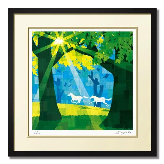 絵画 馬 和風 壁掛け インテリア 版画 風景画 風水 玄関 おしゃれ 額