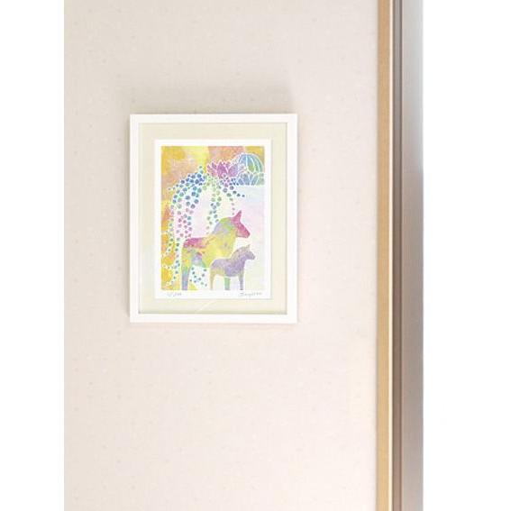 絵画 馬 静物画 インテリア 壁掛け 版画 アート 玄関 おしゃれ 額入り