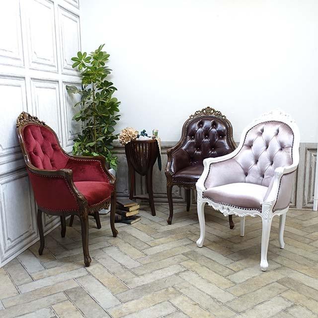 アンティーク アームチェア ロココ調 シングルソファ ソファー 肘掛け