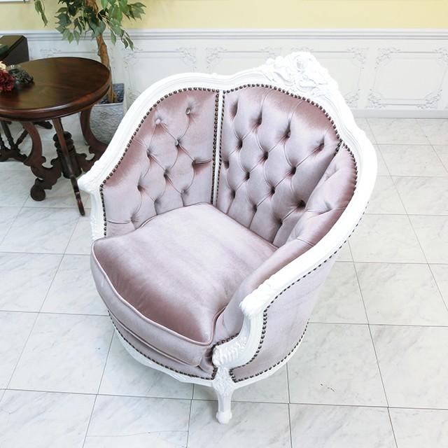 ロココ調シングルソファ 一人掛け アンティークソファー フレンチ 猫脚