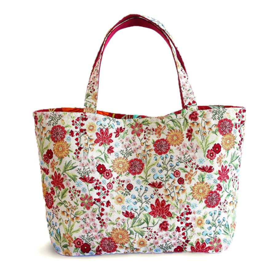 トートバッグ レディース フランス製/スペイン製生地 ジャカード織