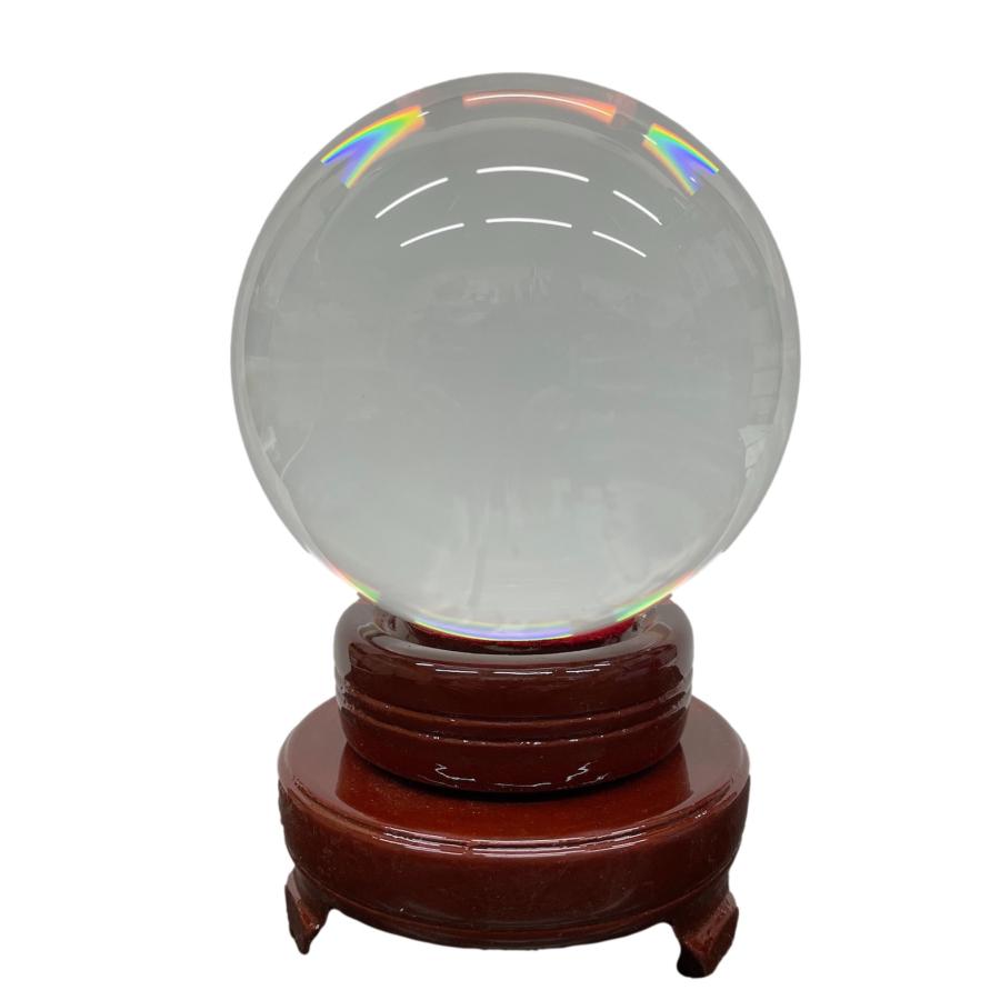 水晶玉 人工（溶錬）100mm 回転台座付き 風水 占い パワーストーン