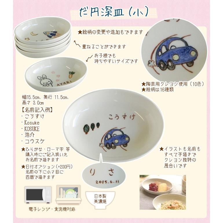 二人目 出産祝い 兄弟 お揃い 名入れ 子供 食器 だ円深皿小 2枚組 楕円