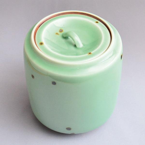 T190 水指 『青磁 水指』『月白』『妙高焼』『髙井進』 共箱