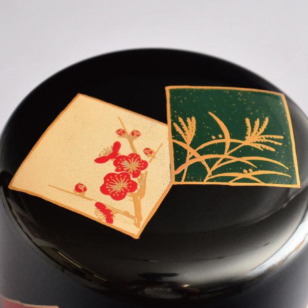 茶道具 棗 筑城筑良作 色紙蒔絵大棗 木製・本漆塗・切合口 : 茶道具