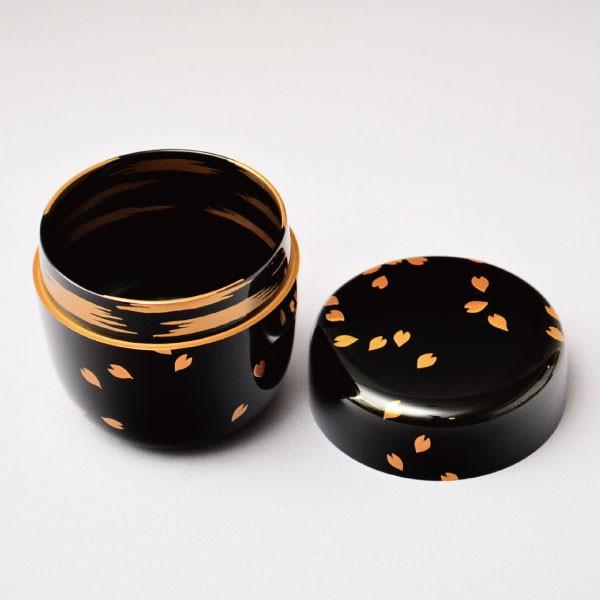 茶道具 棗 中谷秀斎作 即中斎好写 花吹雪蒔絵 内霞 大棗 木製・本漆塗