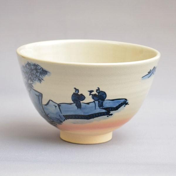 茶箱用茶碗 茶道具 手塚桐鳳 作 茶箱用 古染付山水文茶碗 三点セット