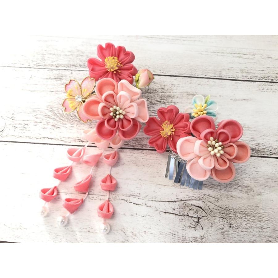 七五三髪飾り #412566P つまみ細工 藤さがり パール びら 3歳 7歳