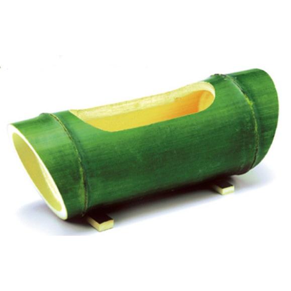 本物竹 花瓶 花入れ 筒形花器 横置き 斜め切り /緑竹 : ビーズフラワー