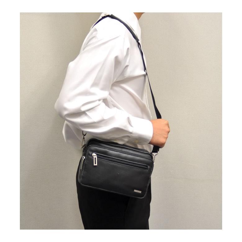 ショルダーバッグ メンズ 横 斜めがけ レザー 革 本革 2wayバッグ