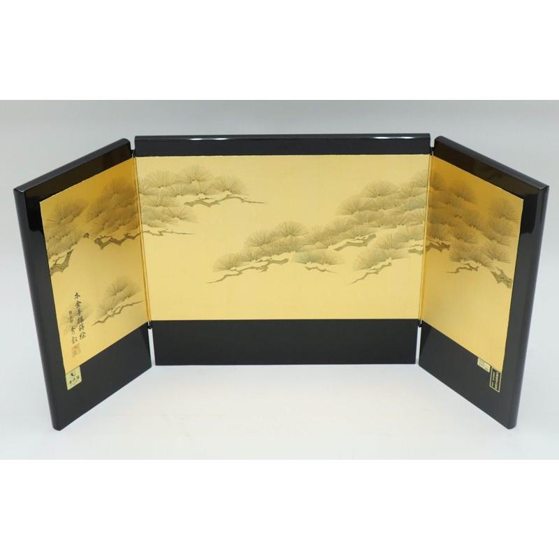 アウトレット品 屏風 屏風のみ 15号 三曲屏風 宝永屏風 黒 金沢松寿