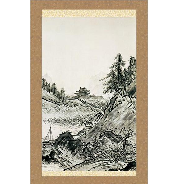 掛軸 雪舟 秋冬山水図（秋） しゅうとうさんすいず・あき 尺五 KZ3G9