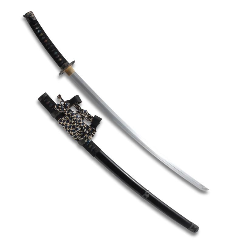模造刀 太刀 陣太刀 黒呂塗り鞘 極上研磨刀身 大刀 tks-277 日本刀