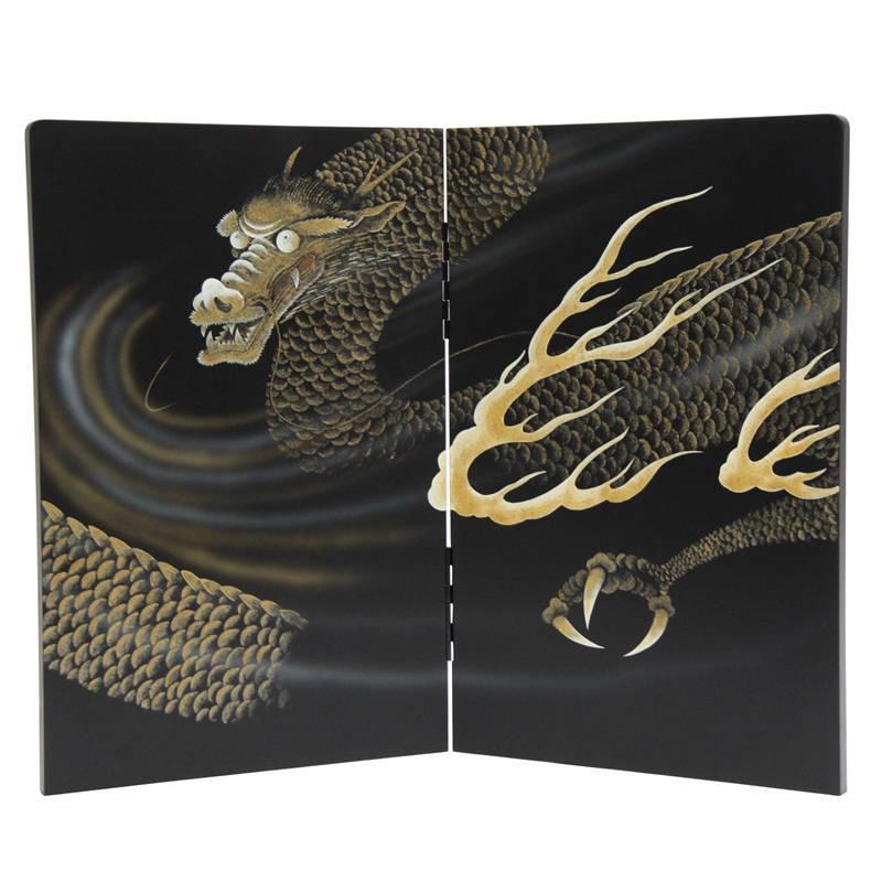 アウトレット品 五月人形屏風単品 18号五月二曲屏風 勇気 手描龍