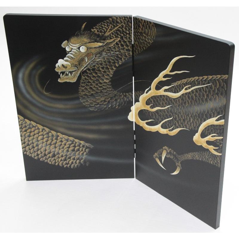 アウトレット品 五月人形屏風単品 18号五月二曲屏風 勇気 手描龍