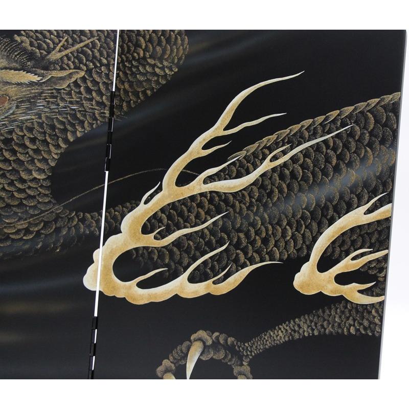 アウトレット品 五月人形屏風単品 18号五月二曲屏風 勇気 手描龍